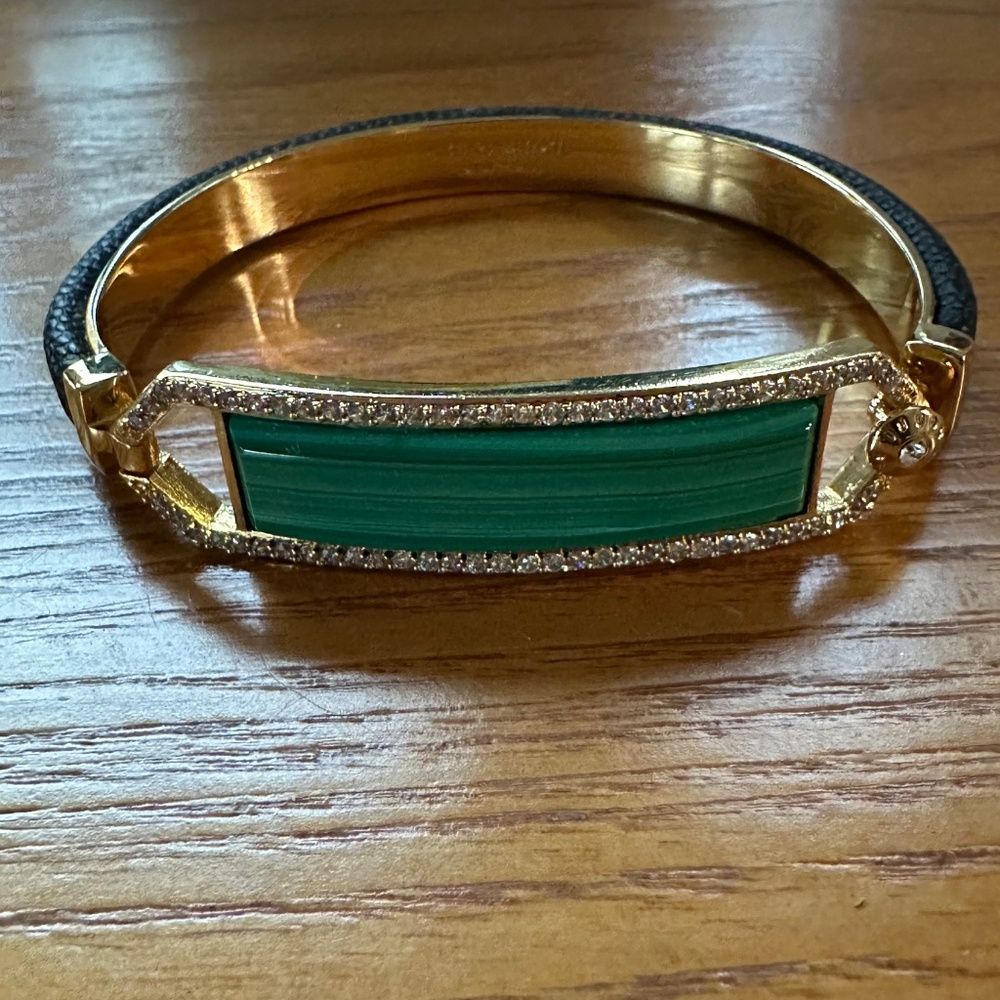 Henri Bendel Luxe Collection Malachite and Pave Hook Bracelet - Picture 5 of 6